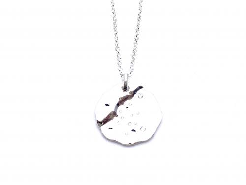 Silver CZ Aquarius Zodiac Pendant & Chain