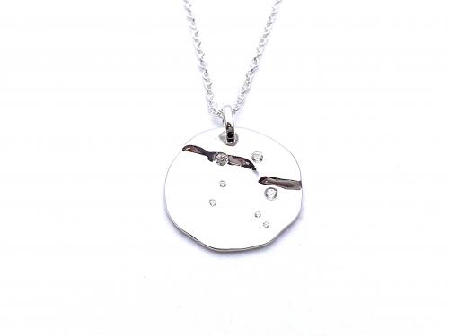 Silver CZ Libra Zodiac Pendant & Chain