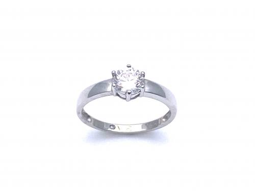 9ct White Gold CZ Solitaire Ring