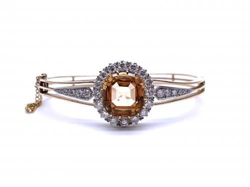 Imperial Topaz And Diamond Hinged Bangle