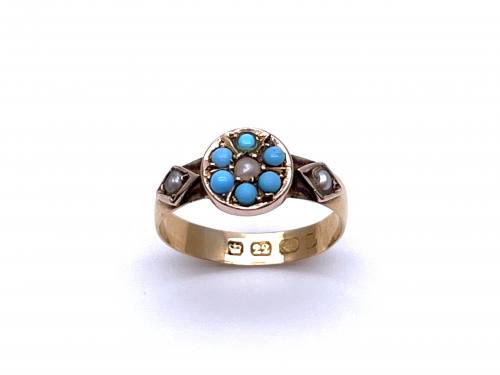 22ct & 9ct Turquoise & Pearl Ring 1885