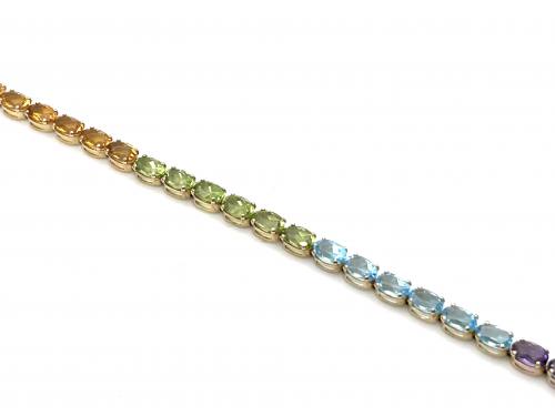 9ct Multi Stone Bracelet 8 inch