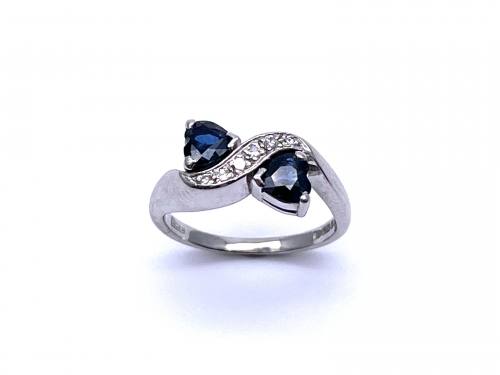 18ct Sapphire & Diamond 2 Stone Ring