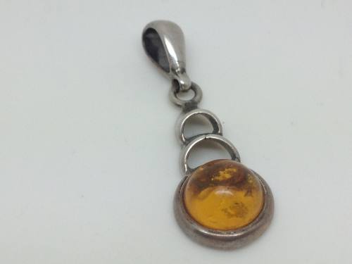 Silver Amber Drop Pendant