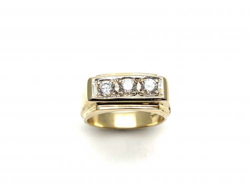 9ct Yellow Gold CZ Gents Ring