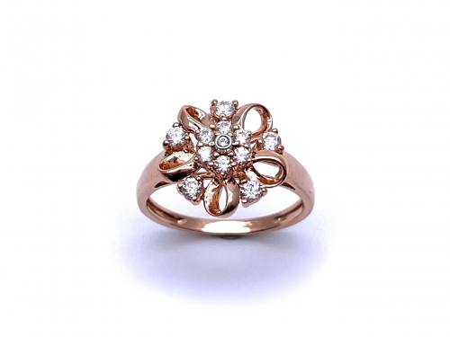 14ct Rose Gold CZ Cluster Ring