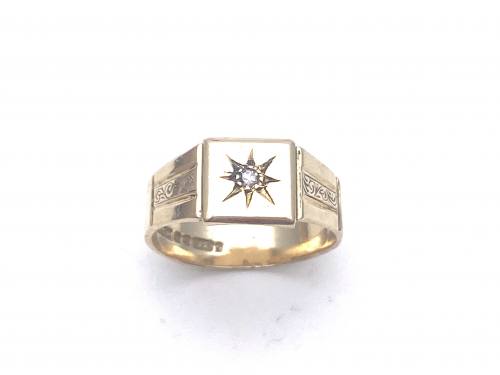 9ct Yellow Gold Diamond Signet Ring