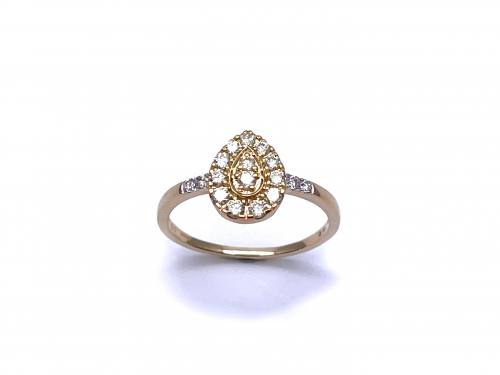 9ct Yellow & White Diamond Cluster Ring