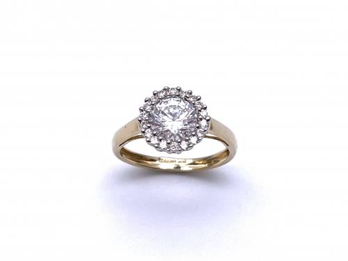 14ct Yellow Gold CZ Cluster Ring