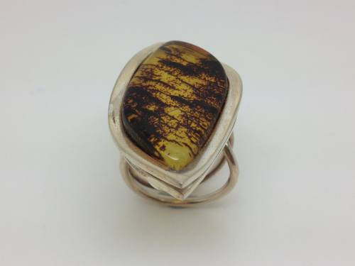 Silver Amber Ring