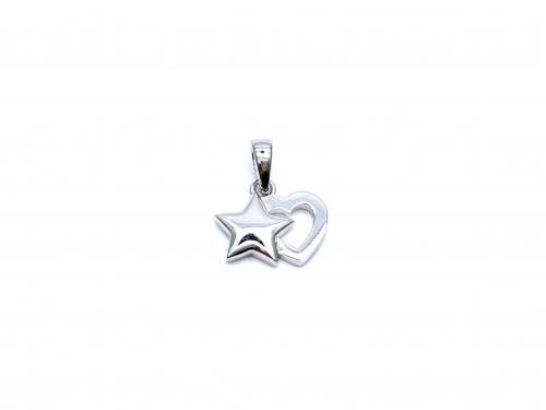 Silver Heart & Star Pendant