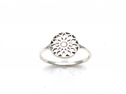 Silver Flower Disc Ring