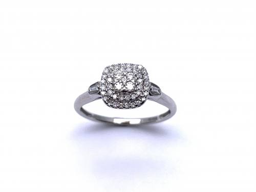 9ct White Gold Diamond Cluster Ring