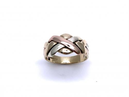 9ct 3 Colour Gold 4 Band Puzzle Ring