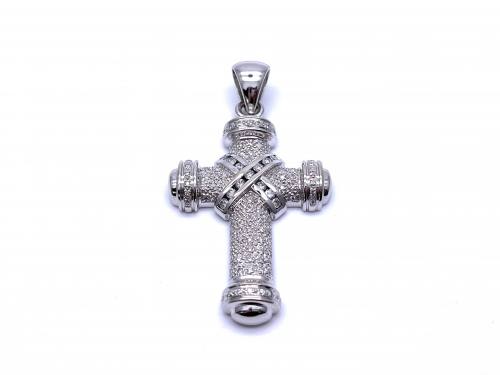 18ct White Gold Diamond Cross Pendant