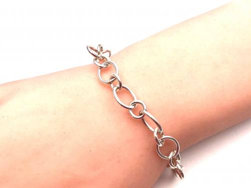 Silver Open Link Charm Bracelet 8 Inch