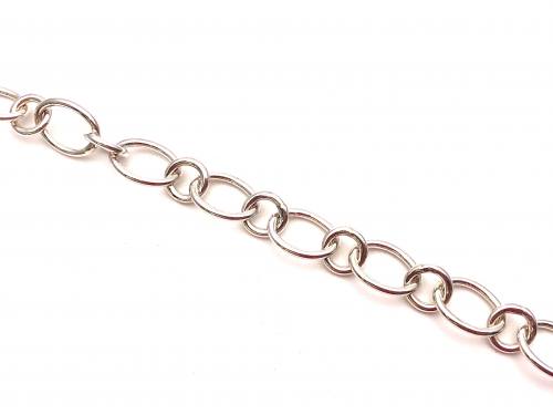 Silver Open Link Charm Bracelet 8 Inch