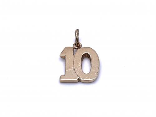 9ct Yellow Gold Number 10 Charm