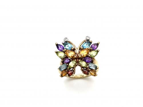 9ct Multi Stone Butterfly Ring