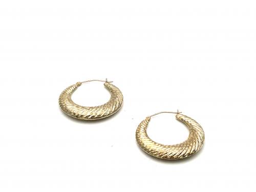 9ct Yellow Gold Patterned Hoop Earrings