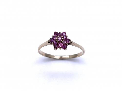 9ct Yellow Gold Ruby Cluster Ring
