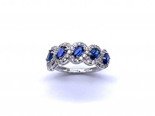 9ct White Gold Sapphire & CZ Ring