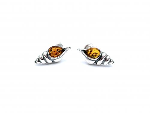 925 Amber Shell Stud Earrings