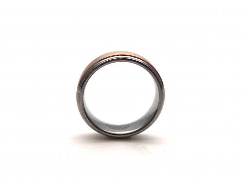 Tungsten Carbide Ring With Rose IP Plating V