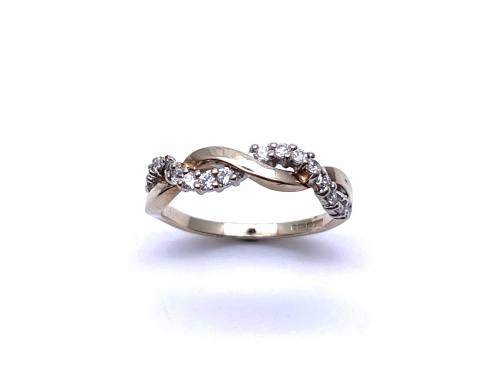 9ct Yellow Gold CZ Twisted Ring