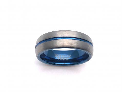 Tungsten Carbide Ring Blue IP Plating 7mm