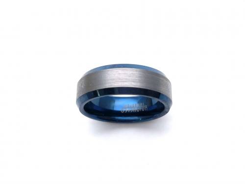 Tungsten Carbide Ring Blue IP Plating 7mm