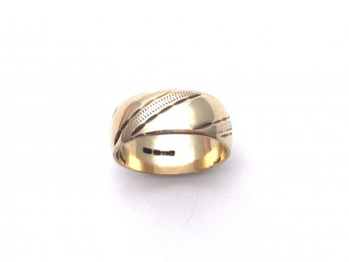 9ct Yellow Gold Patterned Wedding Ring