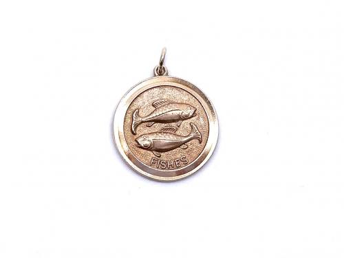 9ct Yellow Gold Pisces Fishes Pendant