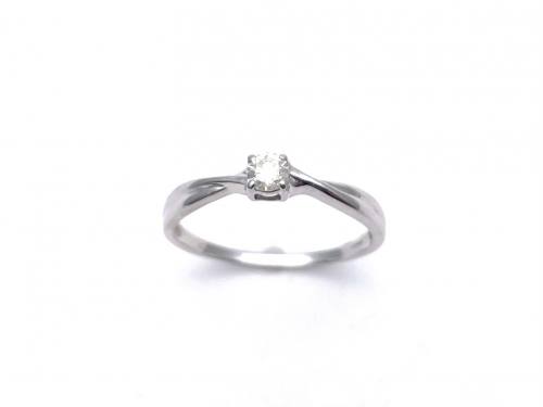 9ct White Gold Diamond Solitaire Ring