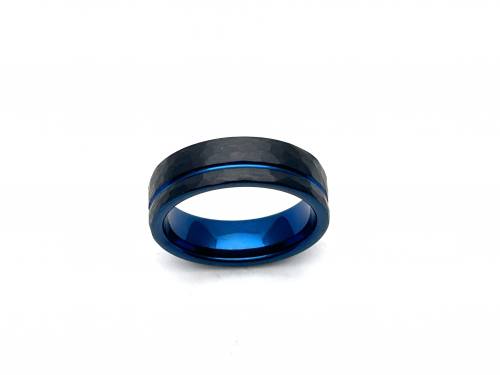 Tungsten Carbide Ring Black & Blue IP Plating 7mm