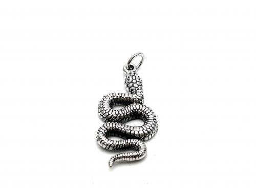 Silver Oxidised Snake Pendant