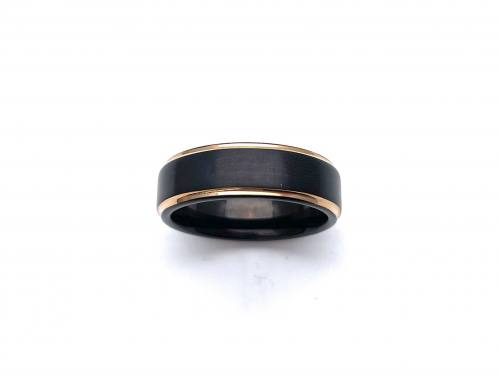 Tungsten Carbide Ring Rose & Black IP Plating 7mm