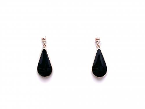 9ct Black Enamel Drop Earrings