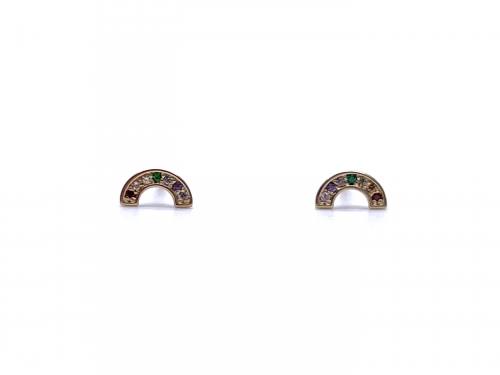 9ct Yellow Gold Rainbow Stud Earrings