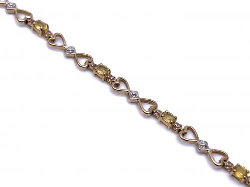 9ct Multi Topaz Bracelet 7 3/4 inches