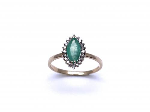 9ct Emerald & Diamond Halo Ring