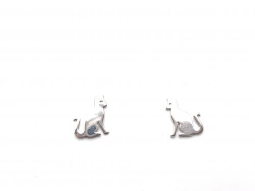 Silver Siamese Cat Stud Earrings