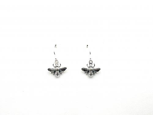 Silver Bumble Bee Drop Earrings