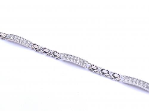 9ct White Gold CZ Bracelet 8 inch