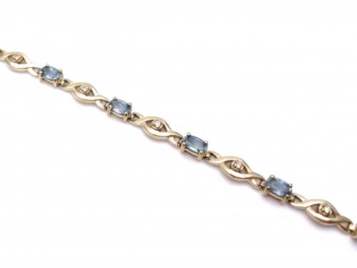 9ct Blue Topaz & Diamond Bracelet 71/2
