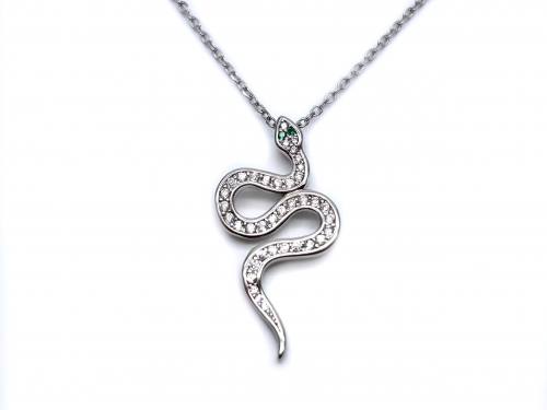 Silver CZ Serpent Pendant & Chain
