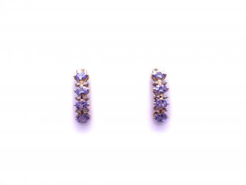 9ct Tanzanite & Diamond Drop Earrings