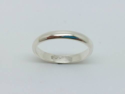 Silver D Shape Wedding Ring 3mm Size K