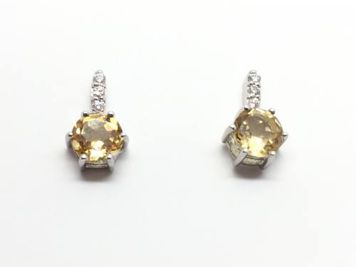 Silver Citrine & CZ Earrings