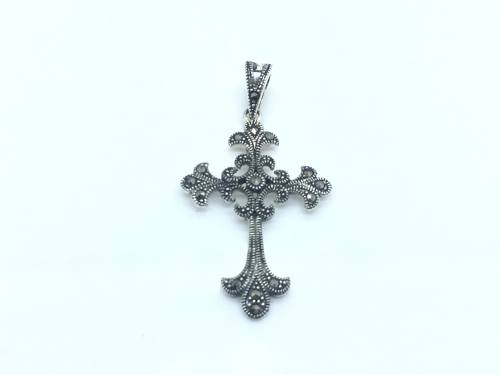 Silver & Marcasite Fancy Cross Pendant